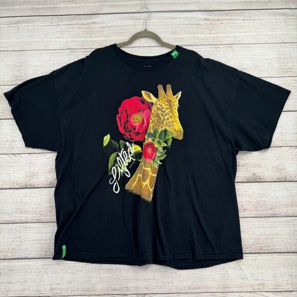 LRG Lifted Research Group Giraffe Floral Logo T-Shirt Mens 3XL Black Big & Tall - Picture 1 of 8